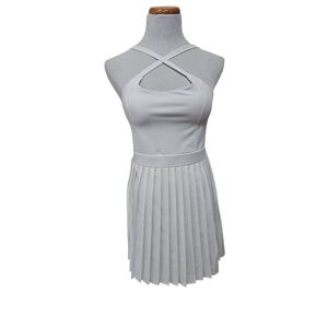 Zella Tiebreak Crossback Pleated Active Dress in White NWT Sz S